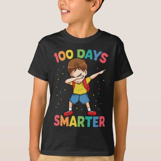 Camiseta Dabbing Boy 100 Day Más Inteligente Feliz 100 Day  (Anverso)