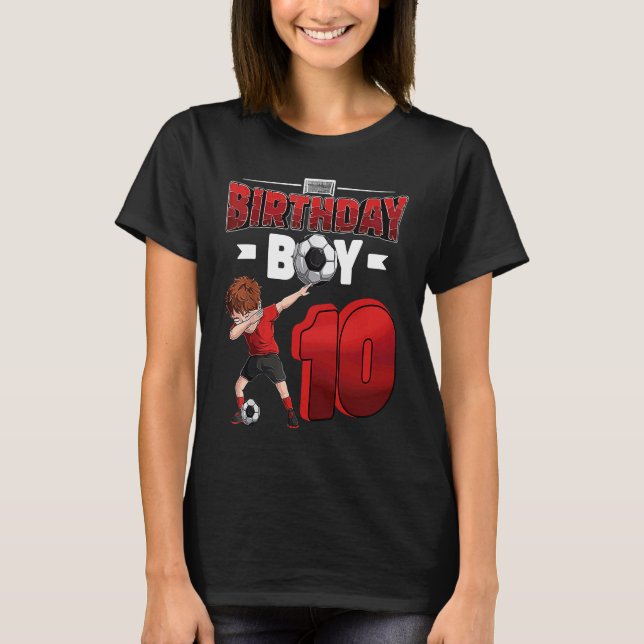 Camiseta Dabbing boy 10 year old Soccer Player 10th birthda (Anverso)