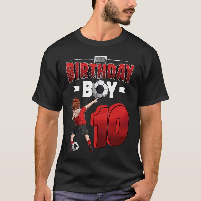 Camiseta Dabbing boy 10 year old Soccer Player 10th birthda (Anverso)