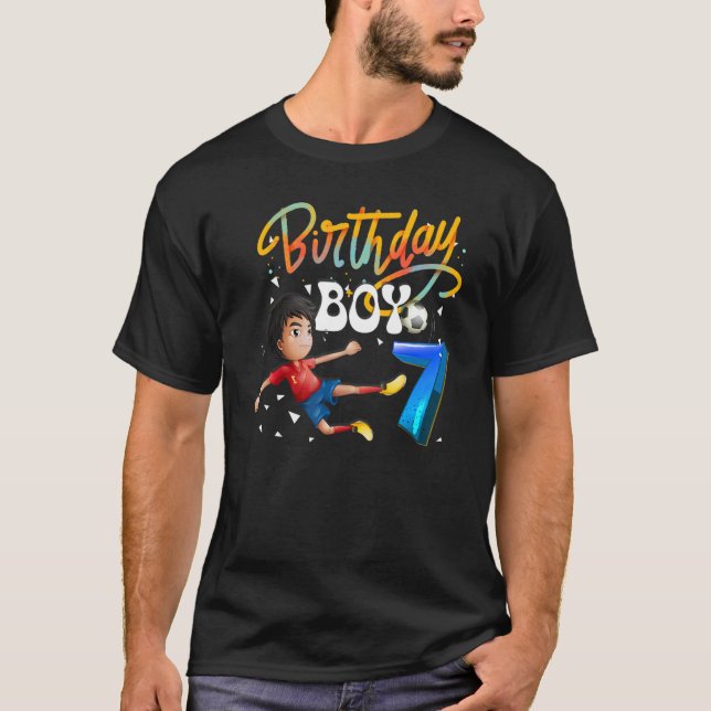Camiseta Dabbing Boy Jugador de Fútbol de 7 años 7 cumpleañ (Anverso)