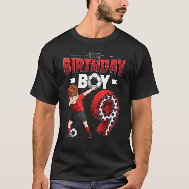 Camiseta Dabbing Boy Jugador de fútbol de 9 años Noveno cum (Anverso)