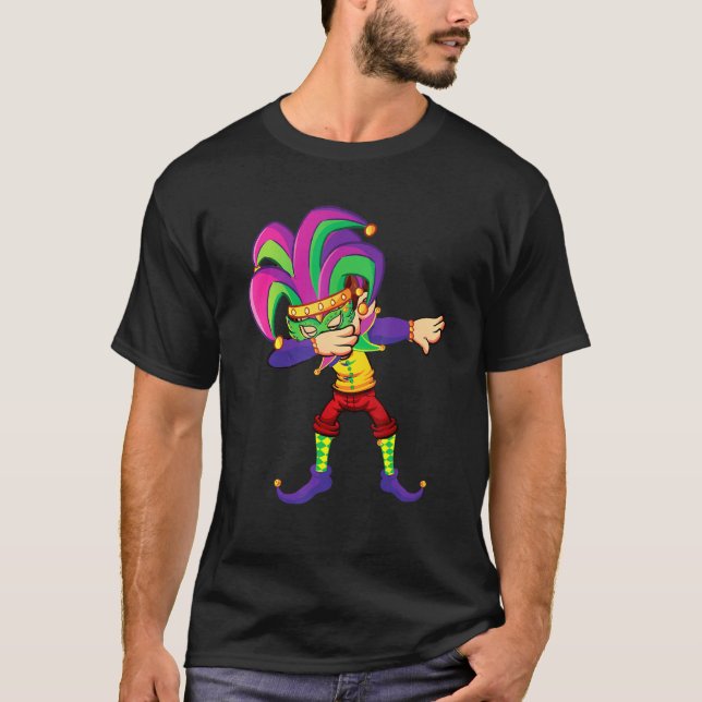 Camiseta Dabbing Boy Mardi Gras Costume Set Funny Mardi (Anverso)