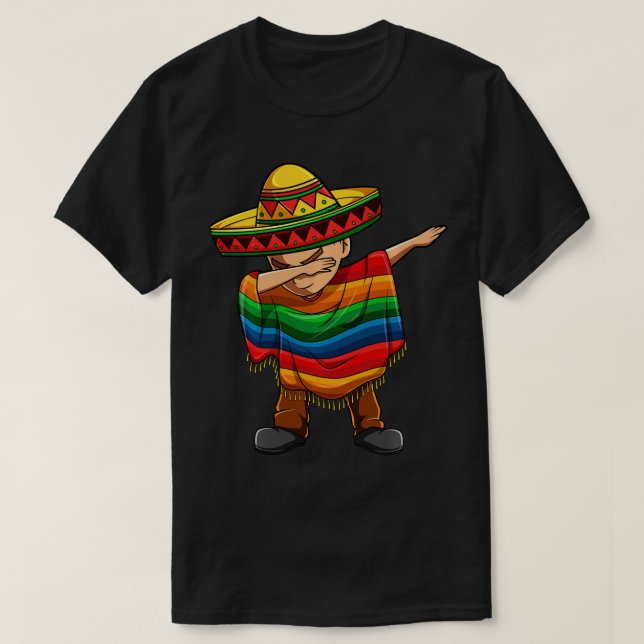 Camiseta Dabbing Boy Mexican Poncho Cinco de Mayo Sombrero  (Diseño del anverso)