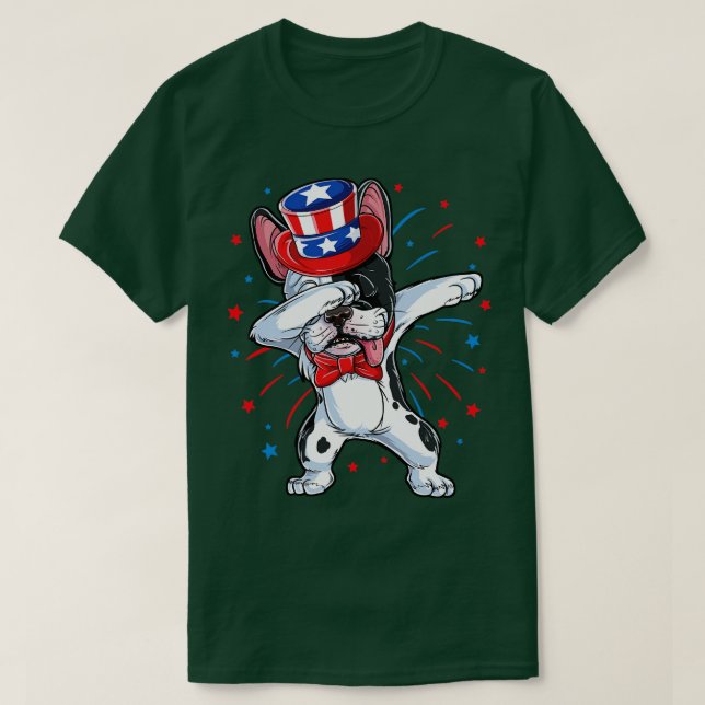 Camiseta Dabbing Bulldog francés 4 de julio para hombres mu (Diseño del anverso)