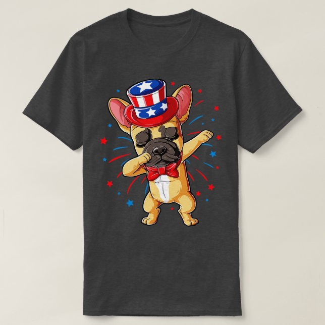 Camiseta Dabbing Bulldog francés 4 de julio para hombres mu (Diseño del anverso)