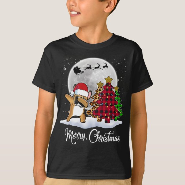Camiseta Dabbing Bulldog francés Dab Dog Christmas Tree Fun (Anverso)