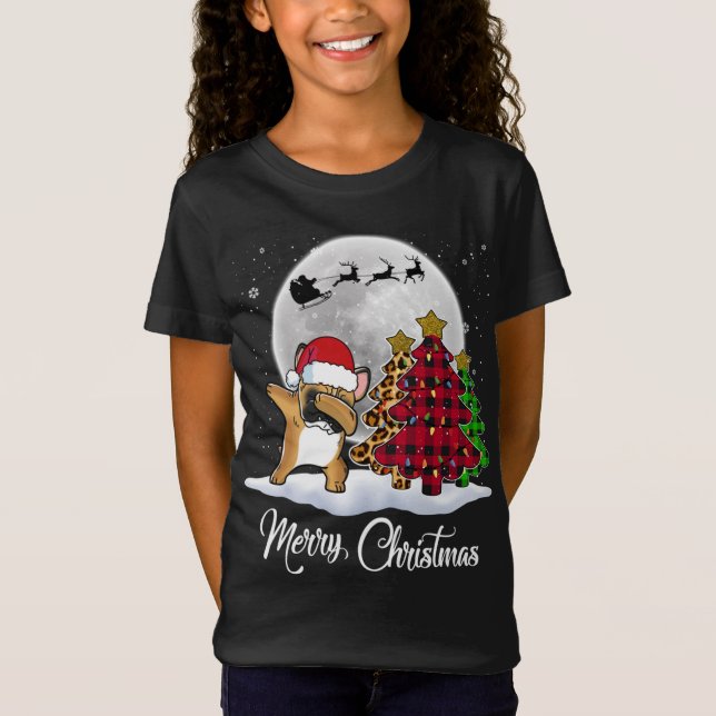 Camiseta Dabbing Bulldog francés Dab Dog Christmas Tree Fun (Anverso)