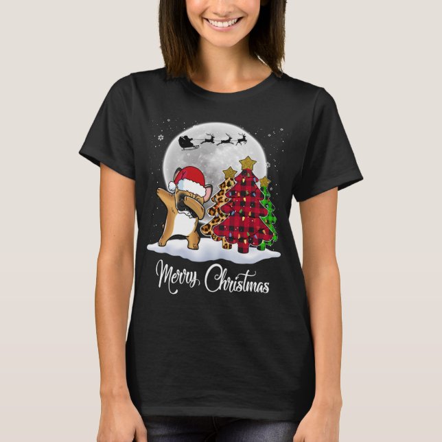 Camiseta Dabbing Bulldog francés Dab Dog Christmas Tree Fun (Anverso)
