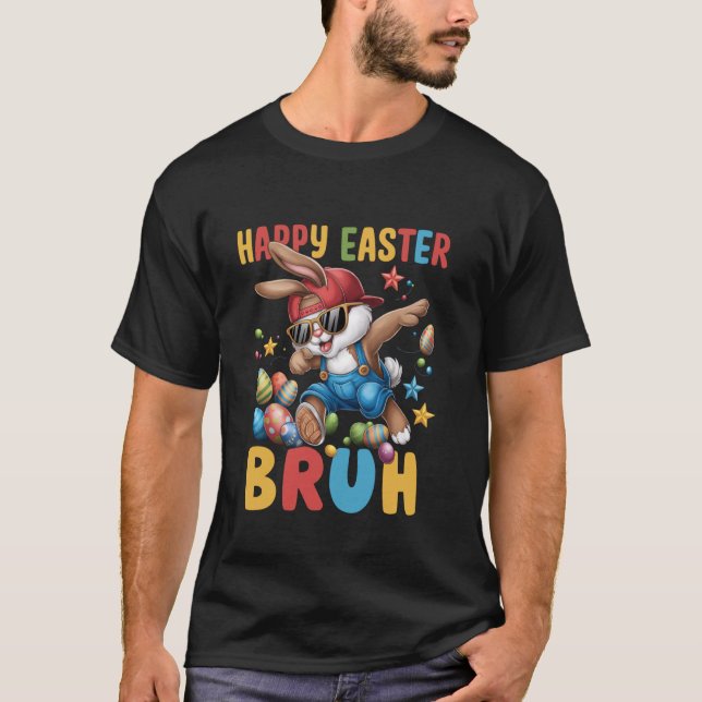 Camiseta Dabbing Bunny Easter Bruh Meme Divertido de adoles (Anverso)