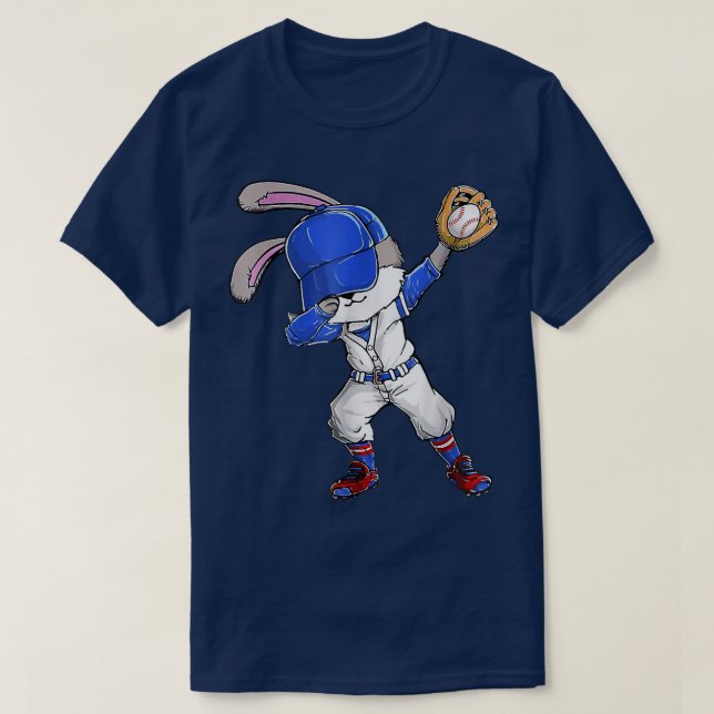 Camiseta Dabbing Bunny Easter Day Béisbol Catcher Happy Ea (Diseño del anverso)