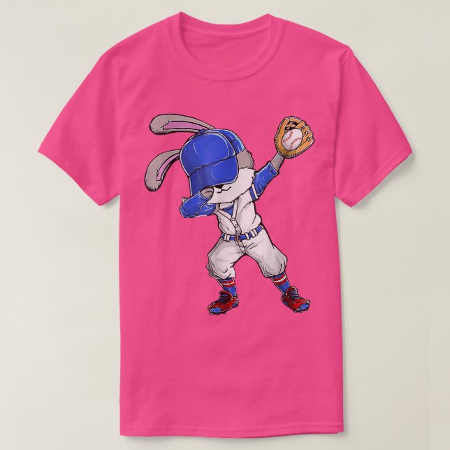 Camiseta Dabbing Bunny Easter Day Béisbol Catcher Happy Ea (Diseño del anverso)