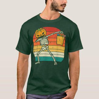 Camiseta Dabbing Calabaza Skeleton Candy Retro Niños pequeñ