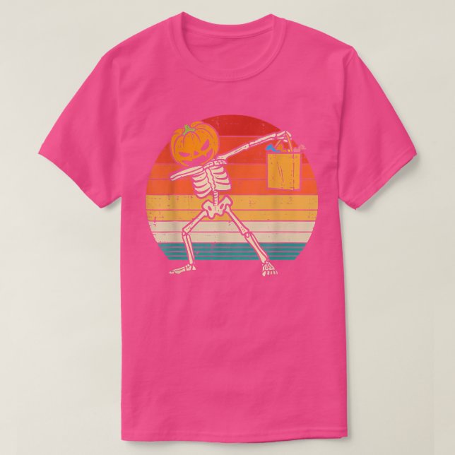 Camiseta Dabbing Calabaza Skeleton Candy Retro Niños pequeñ (Diseño del anverso)