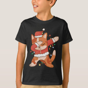 Camiseta Dabbing Cat Santa Hat - Funny Navidades