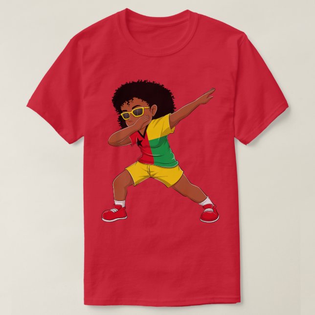 Camiseta Dabbing Chica GuineaBissau Bandera niños bailan (Diseño del anverso)