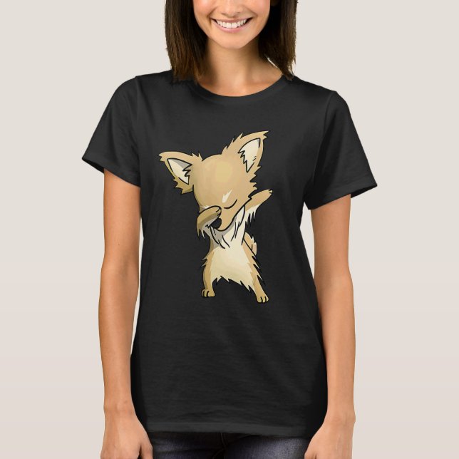 Camiseta Dabbing Chihuahua Larga danza de perro con salsa (Anverso)