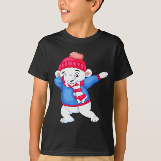 Camiseta Dabbing Christmas Lar Bear Xmas Dab Kids Boys Girl (Anverso)