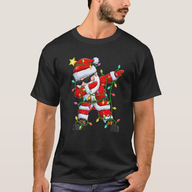 Camiseta Dabbing Christmas Santa Hat Xmas PJ Costume  1 (Anverso)