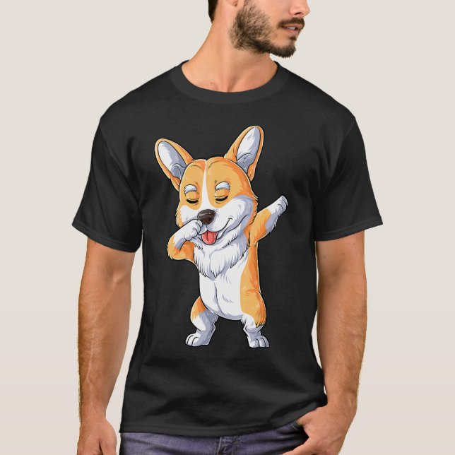 Camiseta Dabbing Corgi Dog  Dab Dance (Anverso)