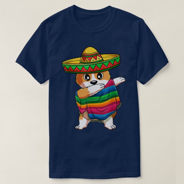 Camiseta Dabbing Corgi Dog mexicano Poncho Sombrero Cinco d (Diseño del anverso)