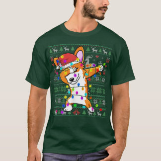 Camiseta Dabbing Corgi Lámpara Navidades feos Dulce