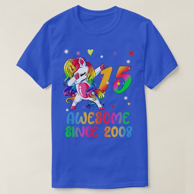 Camiseta Dabbing Cute Unicorn 15 Años De Ser Increíble 15. (Diseño del anverso)