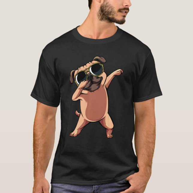 Camiseta Dabbing Dab Pug Dog Mascotas bailan pipa animal (Anverso)