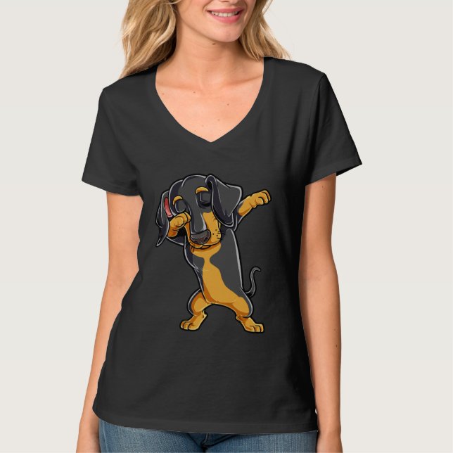 Camiseta Dabbing Dachshund  Dog   Boys Kids Dab Dance (Anverso)