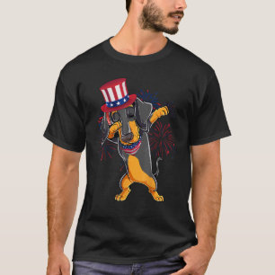 Camiseta Dabbing Dachshund Perro y Tío Sam Gorra Bandera Es