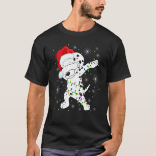 Camiseta Dabbing Dalmatia Dog Wear Santa Hat Ilustra Cristo