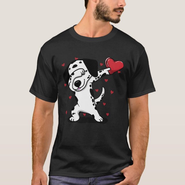 Camiseta Dabbing Dalmatian Heart Valentine s Day  Boys Girl (Anverso)