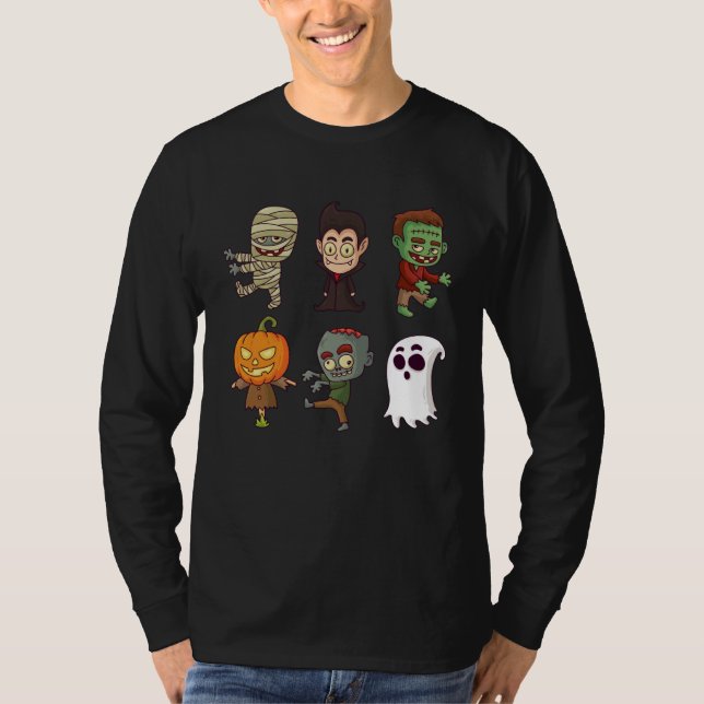 Camiseta Dabbing Dancing Halloween Monsters  boys girls (Anverso)