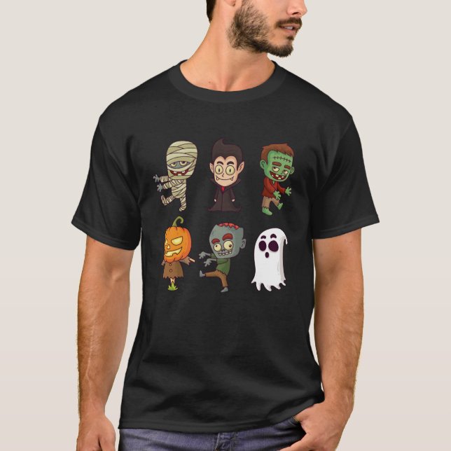 Camiseta Dabbing Dancing Halloween Monsters  boys girls (Anverso)