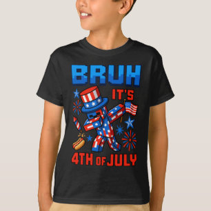 Camiseta Dabbing Divertido 4 De Julio Bruh Usa Pixel Niño J