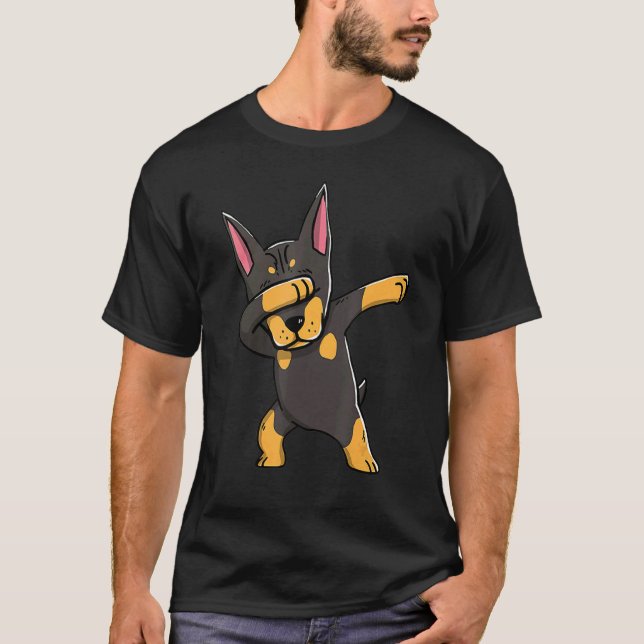 Camiseta Dabbing Doberman Pinscher Perro Baile de Dab para  (Anverso)