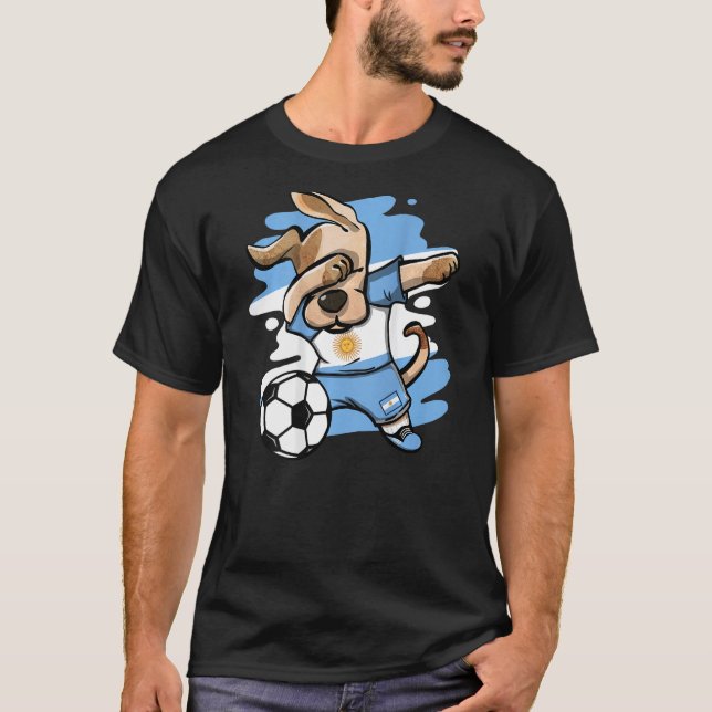 Camiseta Dabbing Dog Argentina Soccer Fans Argentinian Flag (Anverso)