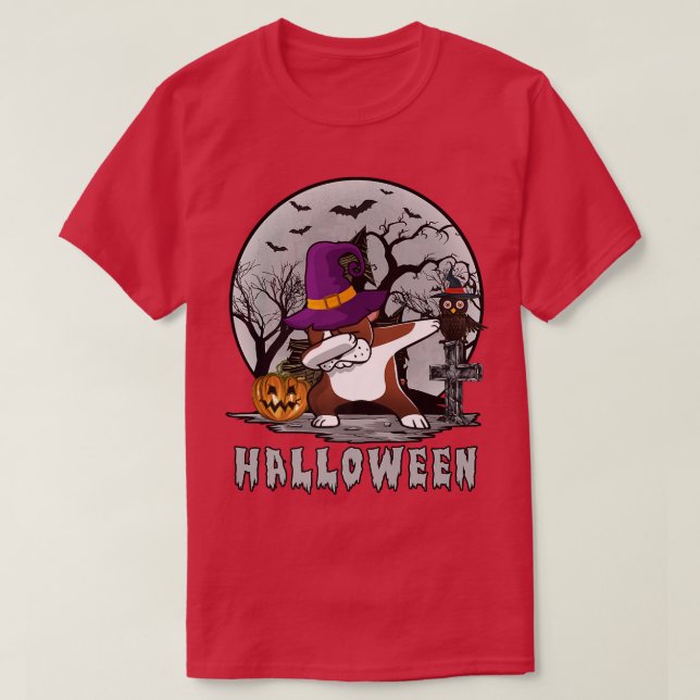 Camiseta Dabbing Dog Halloween Boston Terrier Dog Dab Gorra (Diseño del anverso)