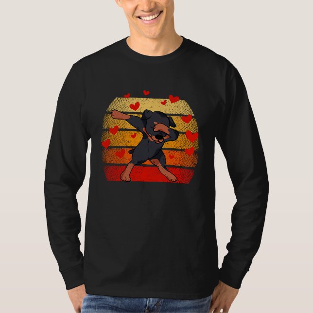 Camiseta Dabbing Dog Heart Valentine's Day Dab Dance Dogs (Anverso)