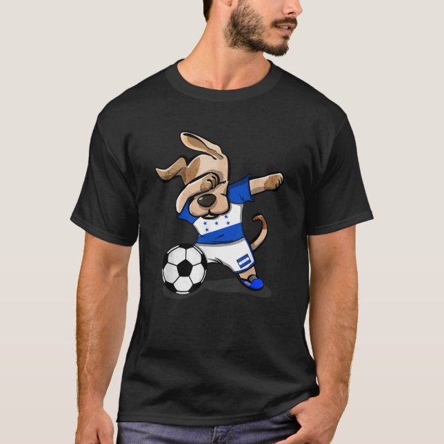 Camiseta Dabbing Dog Honduras Soccer Honduran Flag Football (Anverso)