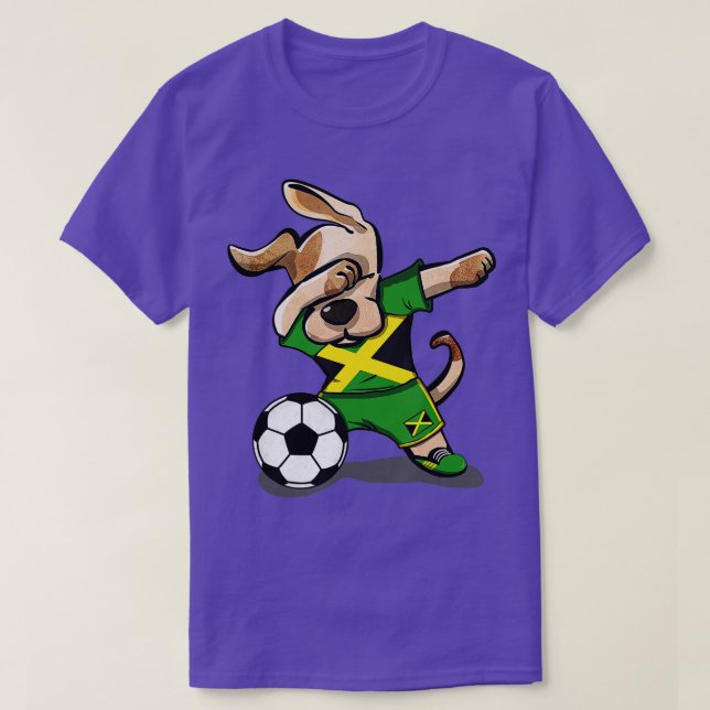 Camiseta Dabbing Dog Jamaica Fútbol Bandera jamaiquina (Diseño del anverso)