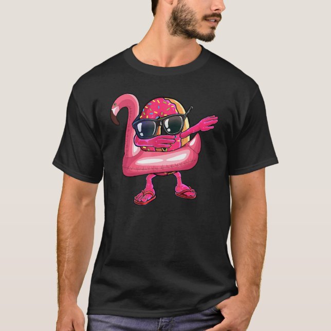 Camiseta Dabbing Donut Flamingo Float Summer Tropical (Anverso)