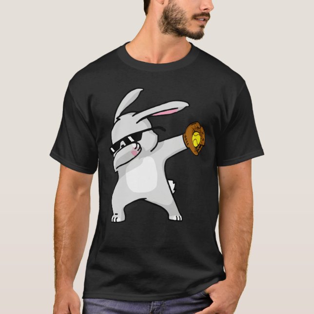 Camiseta Dabbing Easter Bunny Kids Softball Dab Dance (Anverso)