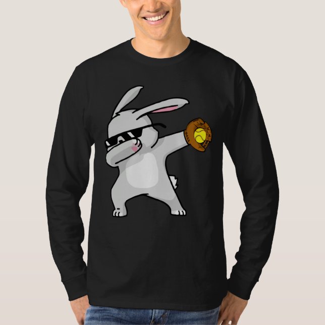 Camiseta Dabbing Easter Bunny Kids Softball Dab Dance (Anverso)