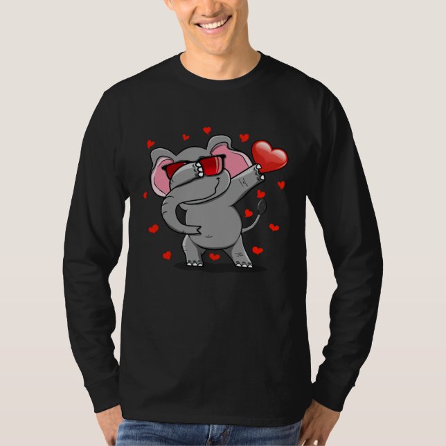 Camiseta Dabbing Elephant Sunglasses Valentine s Day Heart  (Anverso)
