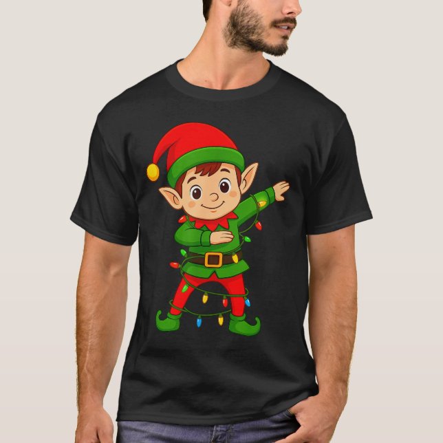 Camiseta Dabbing Elf Shirt Costume Christmas Squad Men Boy  (Anverso)