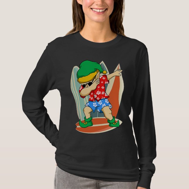 Camiseta Dabbing Elf Xmas In Summer Boy Christmas In July (Anverso)