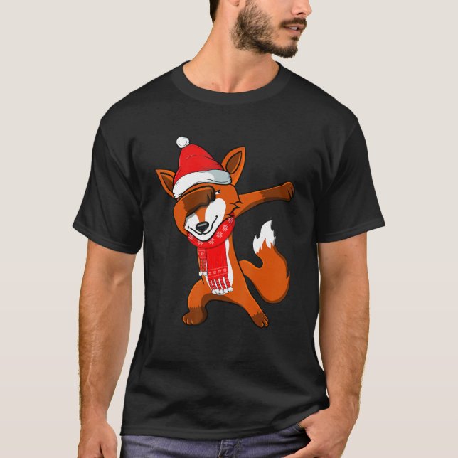 Camiseta Dabbing Fox Funny Navidades Costume Fiesta Cute Xm (Anverso)