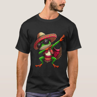 Camiseta Dabbing Frog Sungles Sombrero Poncho Cinco De Mayo