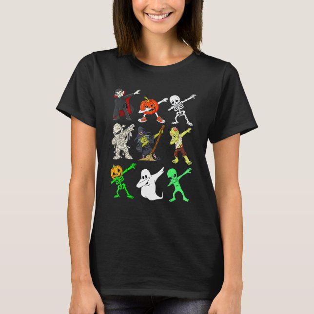Camiseta Dabbing Funny Skeleton Zombie Vampis Ghost Dance (Anverso)