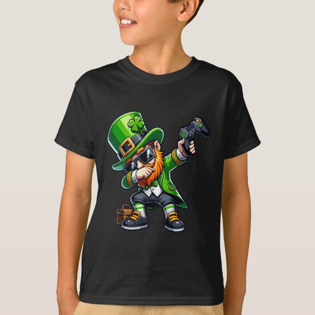Camiseta Dabbing Gamer Leprechaun Dab Dance St Pattys St Pa (Anverso)